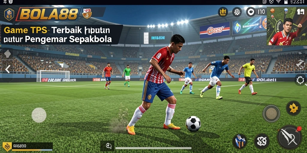 Tampilan gameplay mendebarkan dengan aksi sepakbola yang intens.