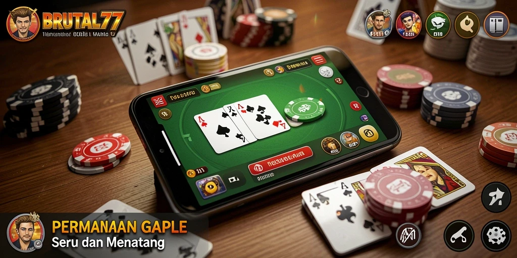 Tangkapan layar <strong>BRUTAL77</strong> menunjukkan antusiasme pemain dalam permainan Gaple.