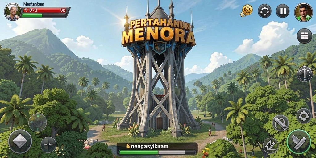 Tampilan gameplay D73 yang menantang di genre Tower Defense.