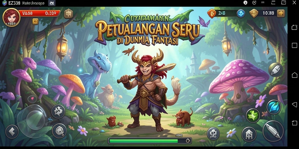 Screenshot gameplay EZ338 menampilkan aksi pertarungan RPG yang mendebarkan.