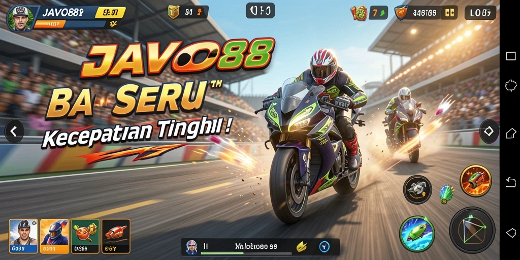 Tampilan seru gameplay balapan kecepatan tinggi di JAVO88.