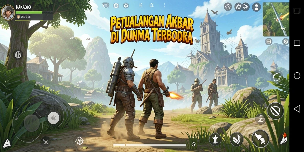 Screenshot gameplay KAKA303 yang menampilkan petualangan di dunia terbuka.