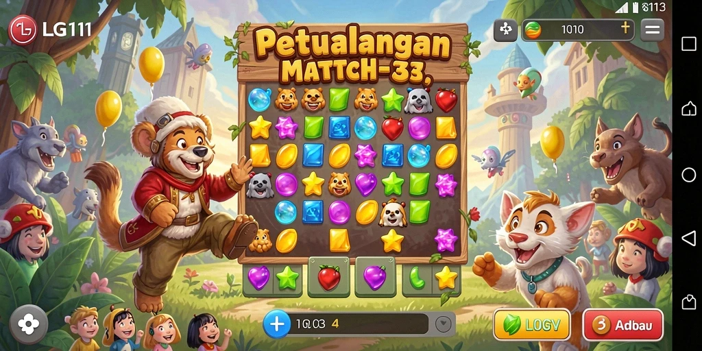 Tampilan gameplay seru dalam game Match-3 LG111.