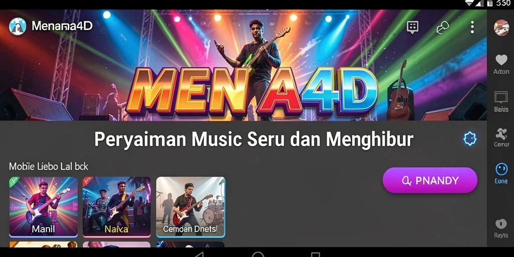 Tampilan gameplay MENARA4D dengan efek musik yang menarik.