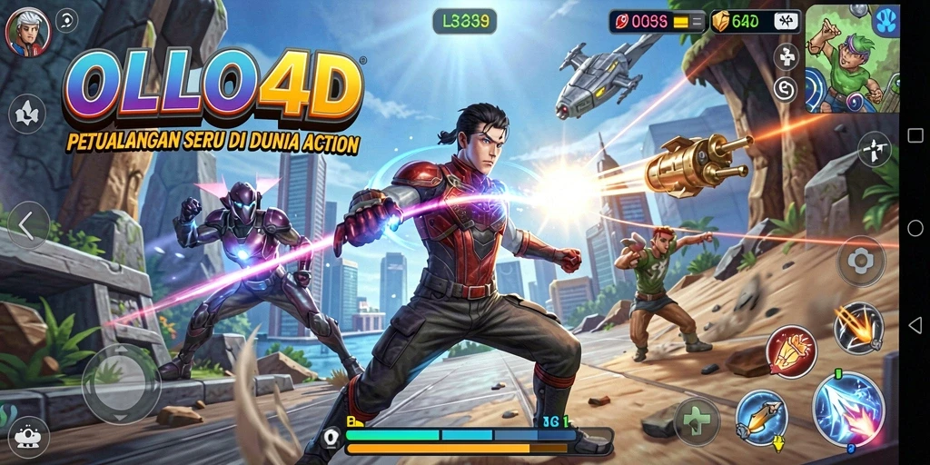Screenshot utama OLLO4D menampilkan gameplay action yang mendebarkan.