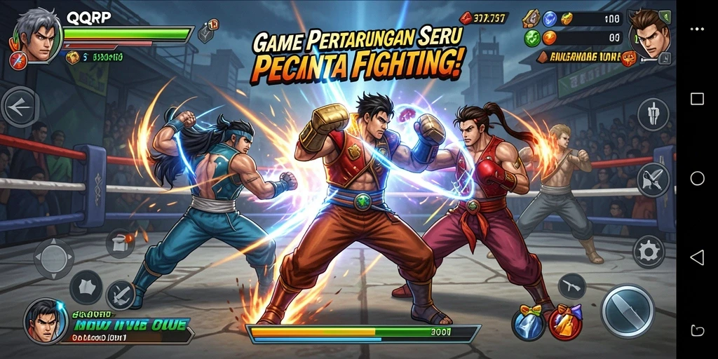 Gameplay seru QQRP menampilkan pertarungan antar karakter dengan aksi cepat.