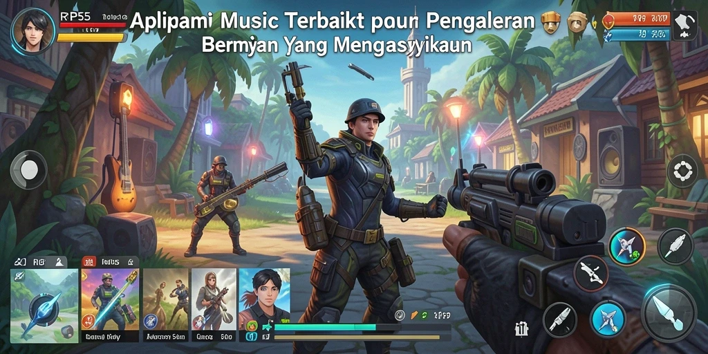 Tangkapan layar utama RP55 menunjukkan pengguna menikmati pengalaman bermain musik.