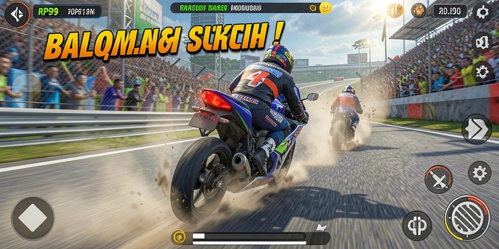 Gameplay seru RP99 dengan balapan motor yang mendebarkan.