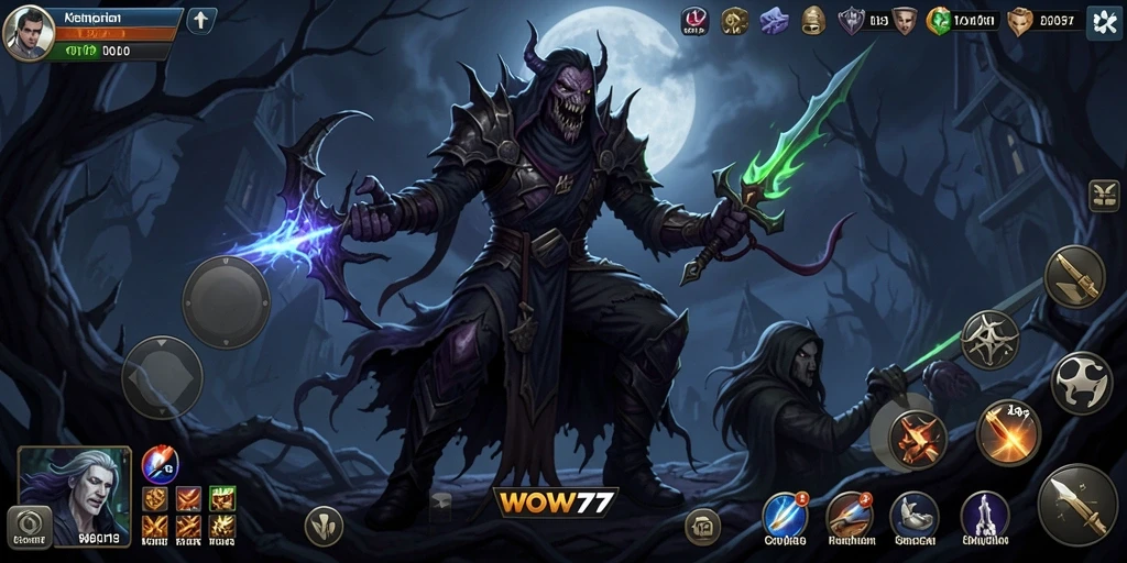 Tampilan gameplay WOW77 yang penuh kengerian dan misteri.